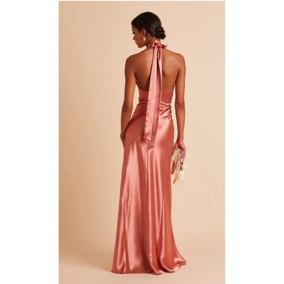 Birdy Grey Monica Halter Maxi Dress XXL Satin Terracotta Bridesmaid Prom Gown - Picture 2 of 11
